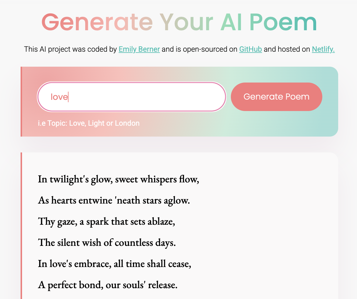 AI Poem Generator preview