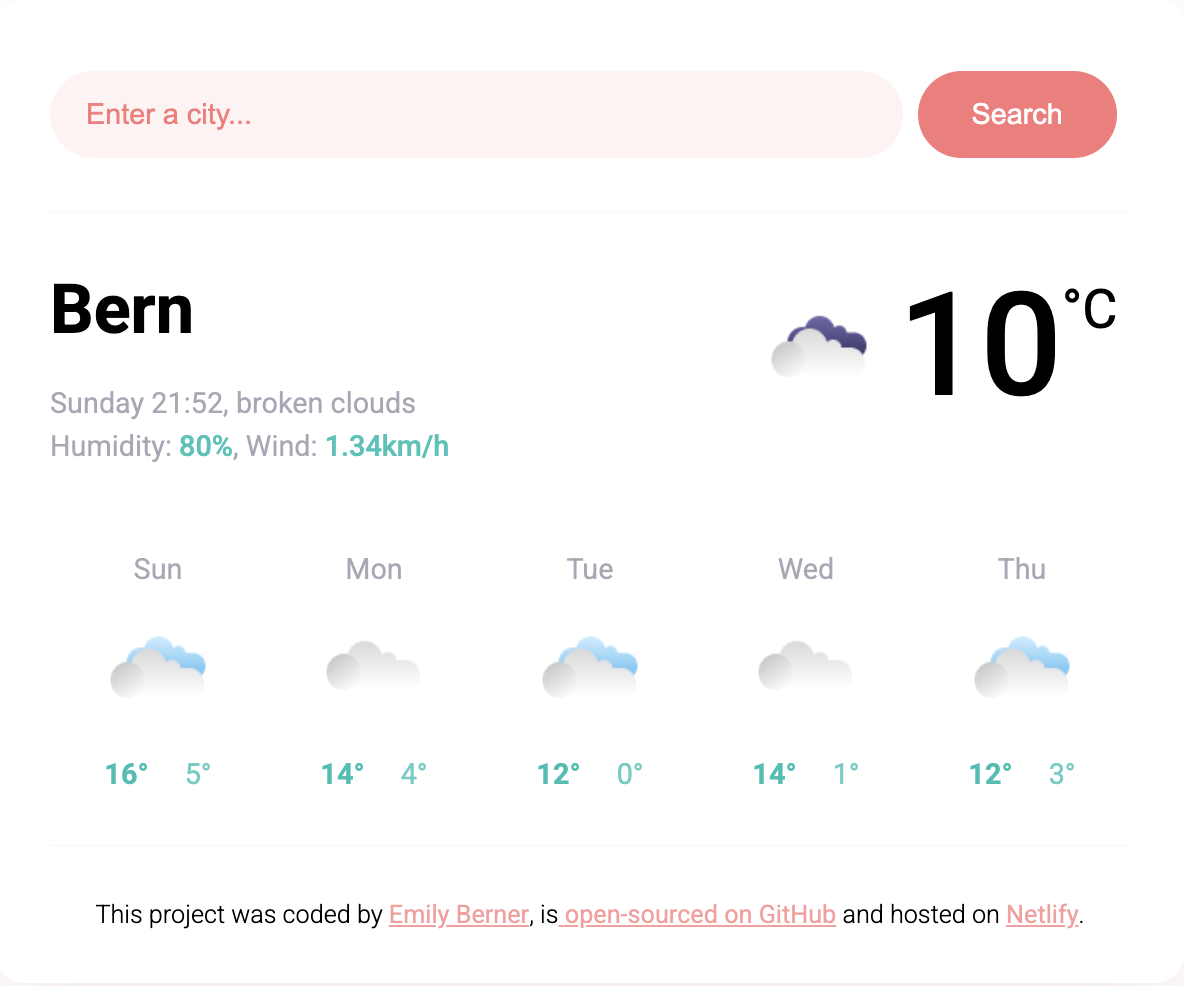 Weather App Forecast preview
